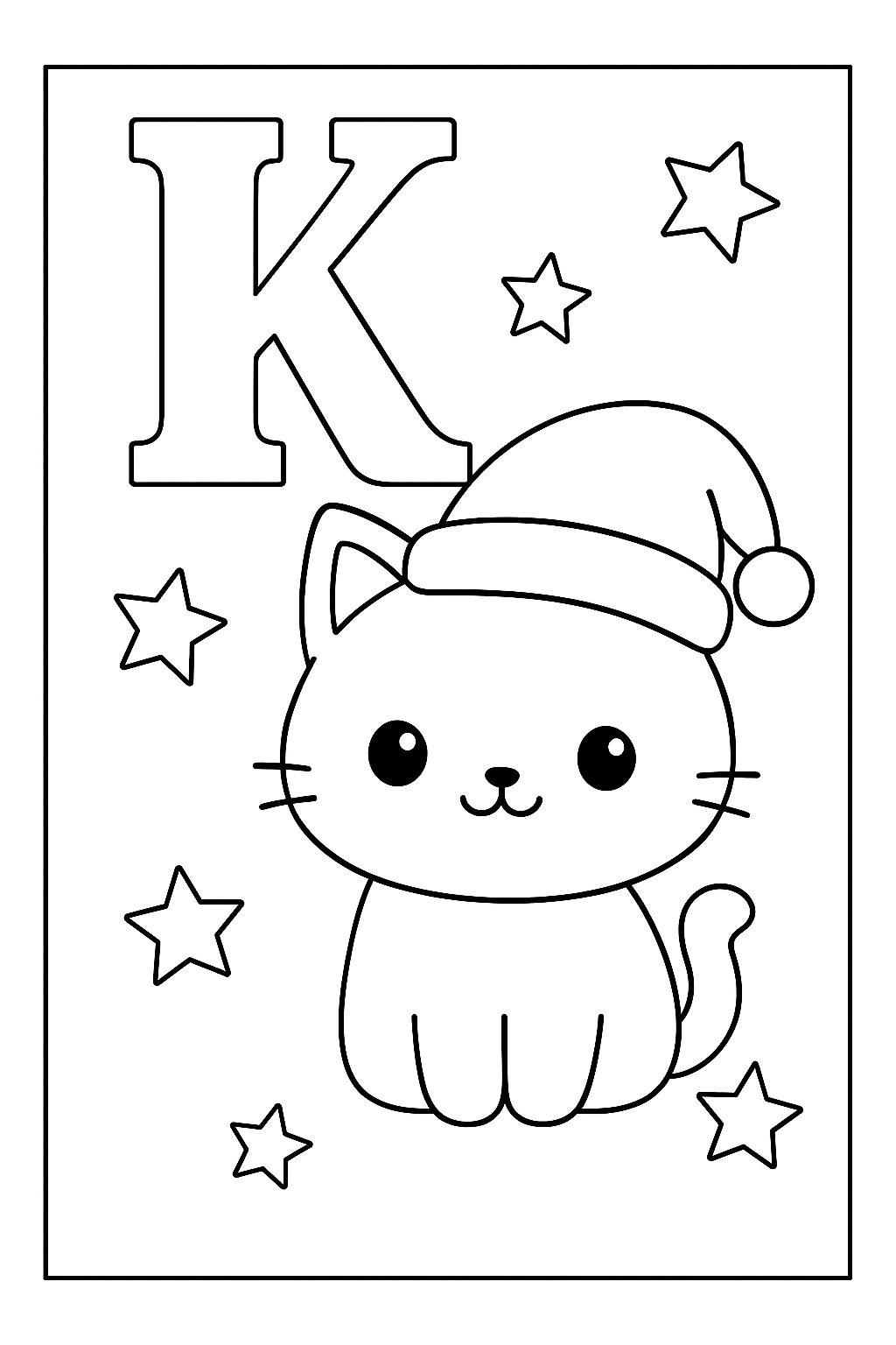 Kawaii Weihnachts-Alphabet Malbuch A-Z | Süße Ausmalbilder für Kinder | Druckbare Malvorlagen | Weihnachts-ABC | Niedliche Buchstaben Ausmalbilder