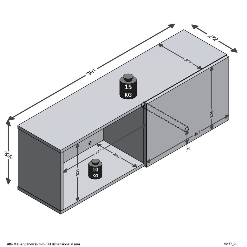 Wandgarderobe mit Ablage 99,1x27,2x33 cm Schwarz