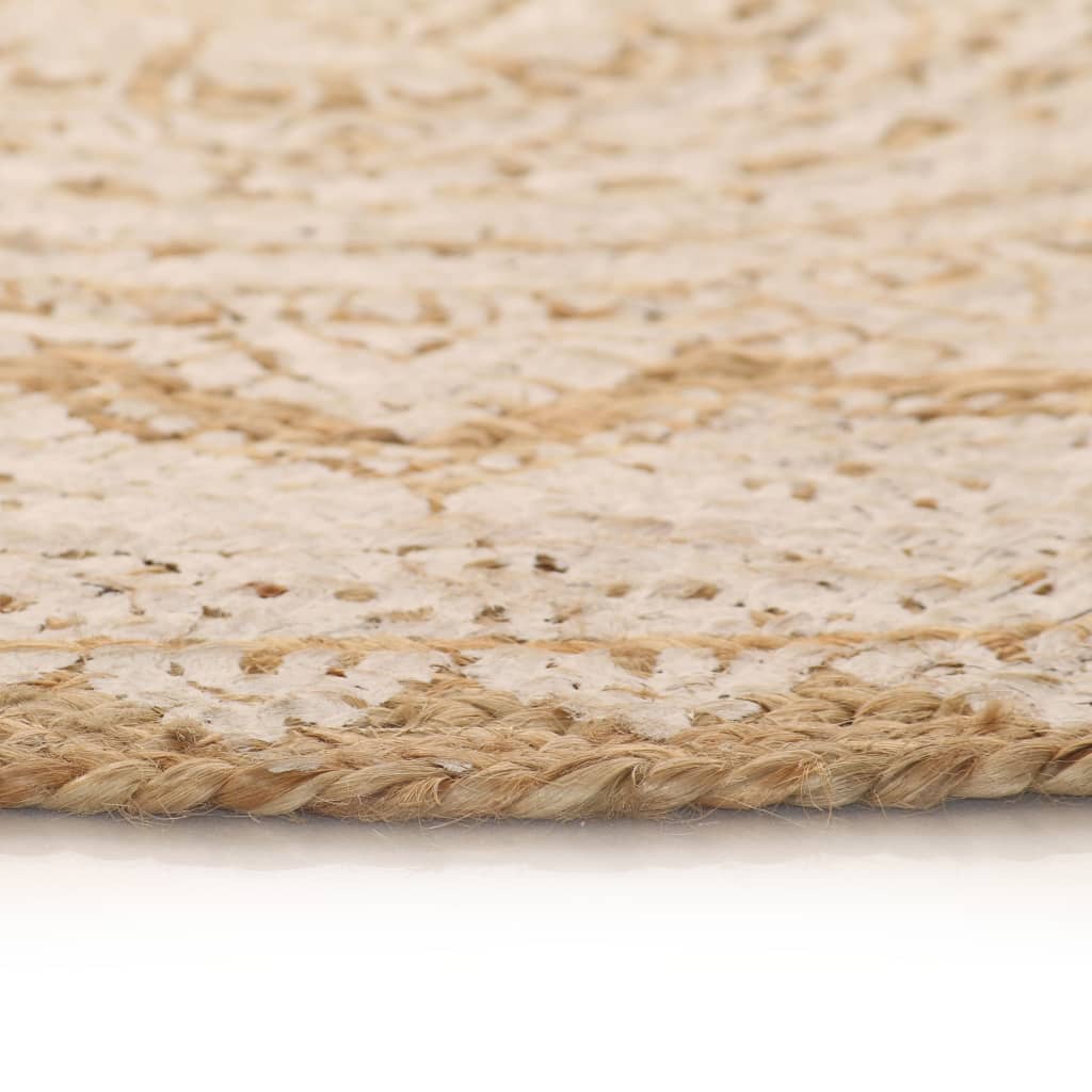Teppich Jute Geflochten Bedruckt 90 cm Rund