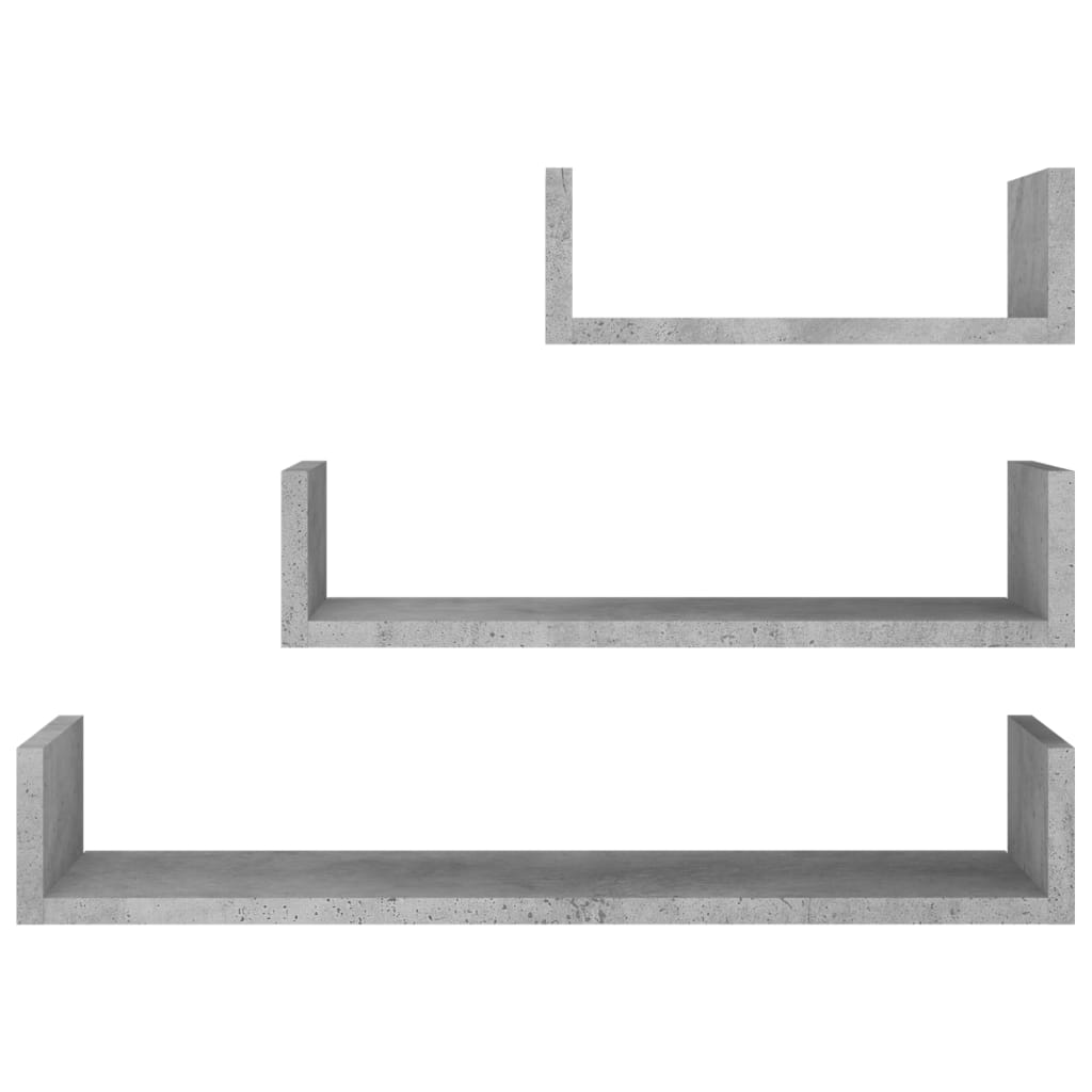 Wandregal 3 Stk. Betongrau Holzwerkstoff