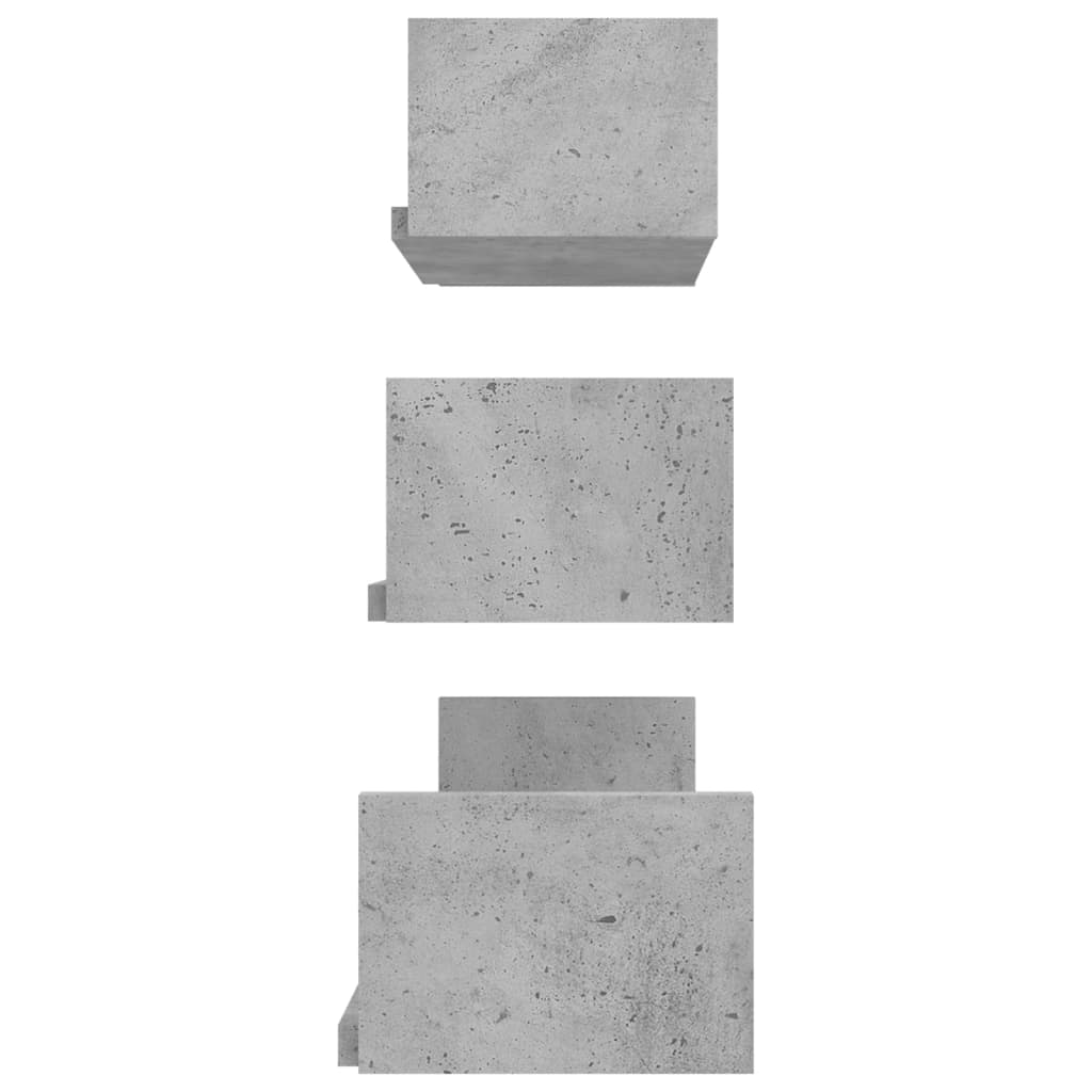 Wandregal 3 Stk. Betongrau Holzwerkstoff