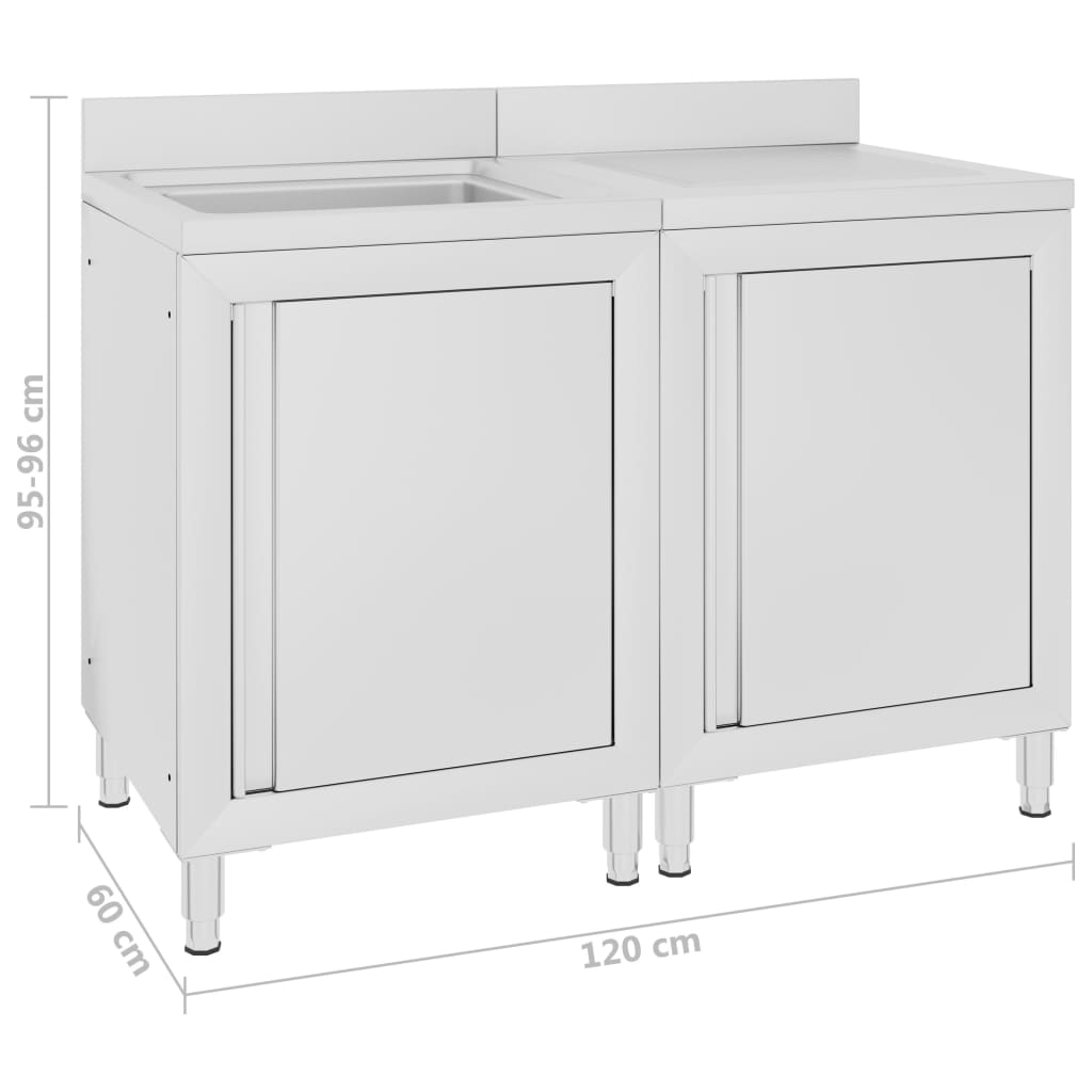 Gastro-Spülenunterschrank Edelstahl 120x60x96 cm