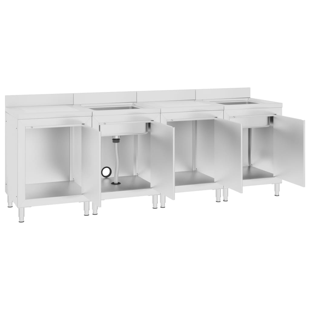 Gastro-Spülenunterschrank 240x60x96 cm Edelstahl