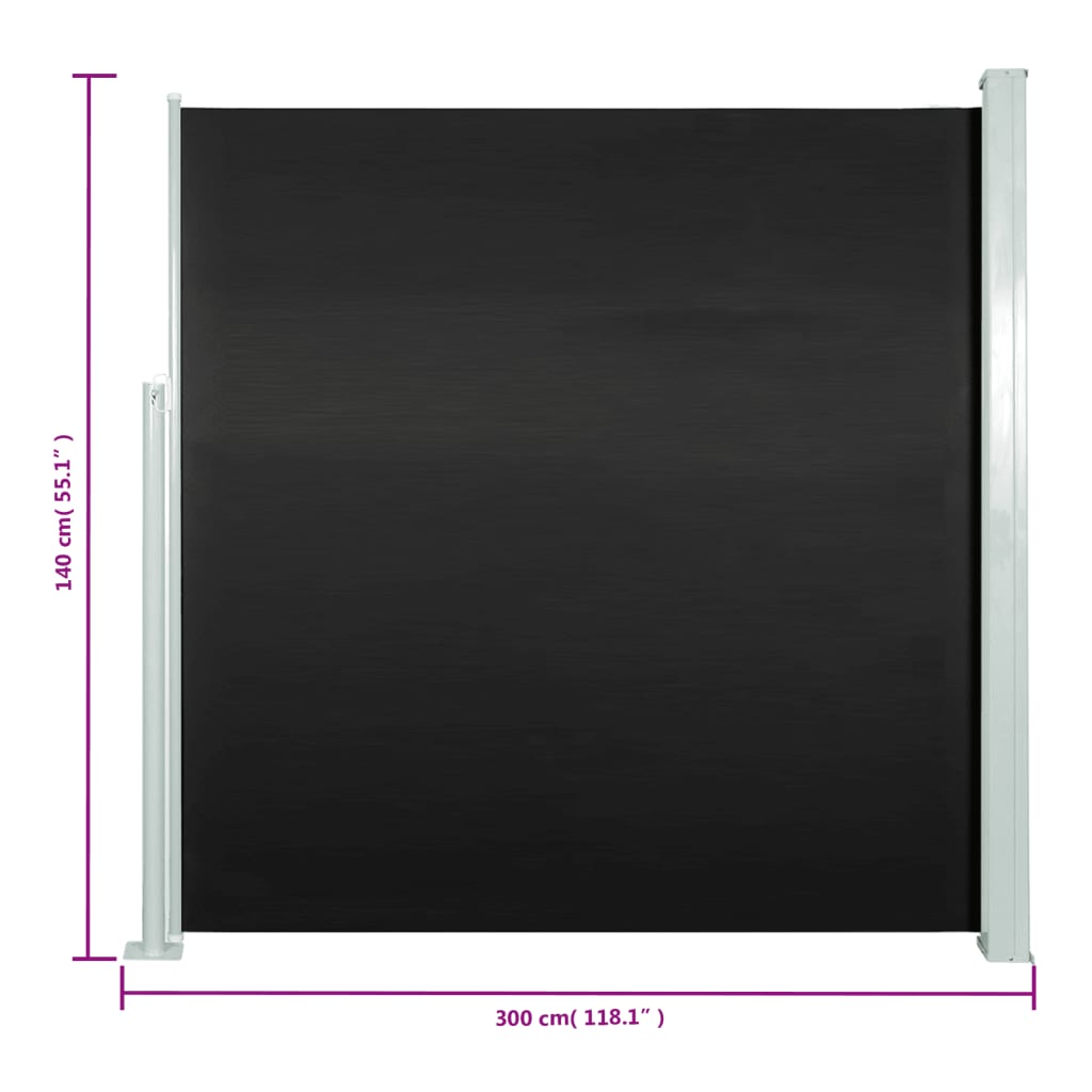 Seitenmarkise Ausziehbar 140x300 cm Schwarz