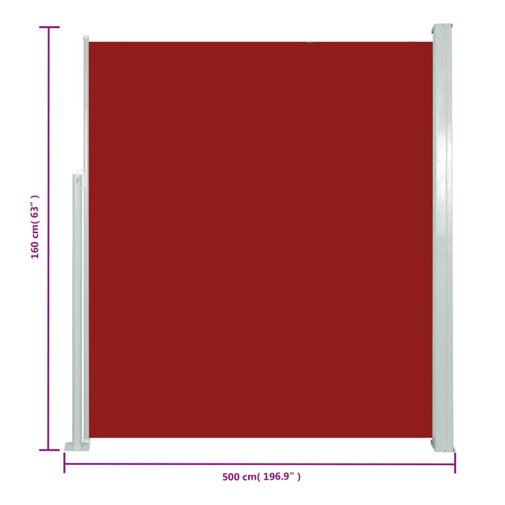 Seitenmarkise Ausziehbar 160x500 cm Rot