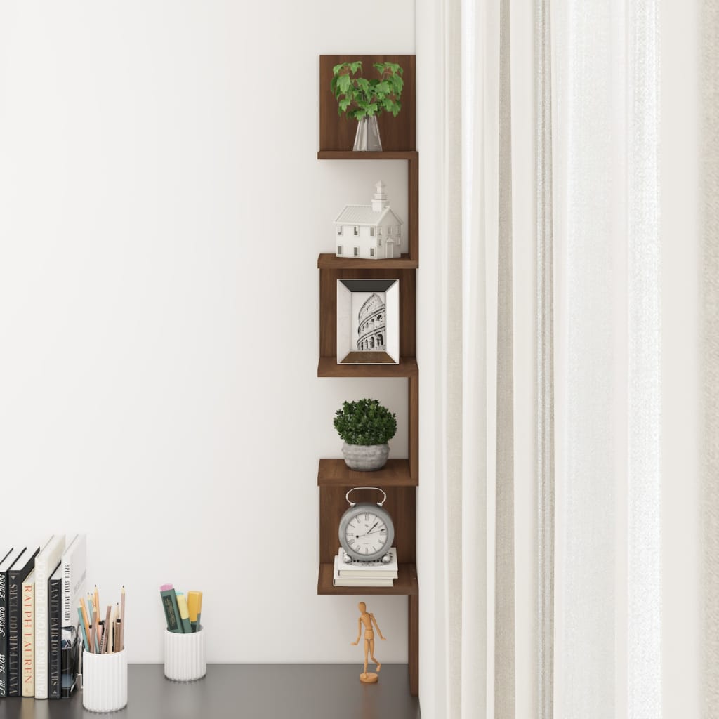 Wand-Eckregal Braun Eichen-Optik 20x20x127,5 cm Holzwerkstoff