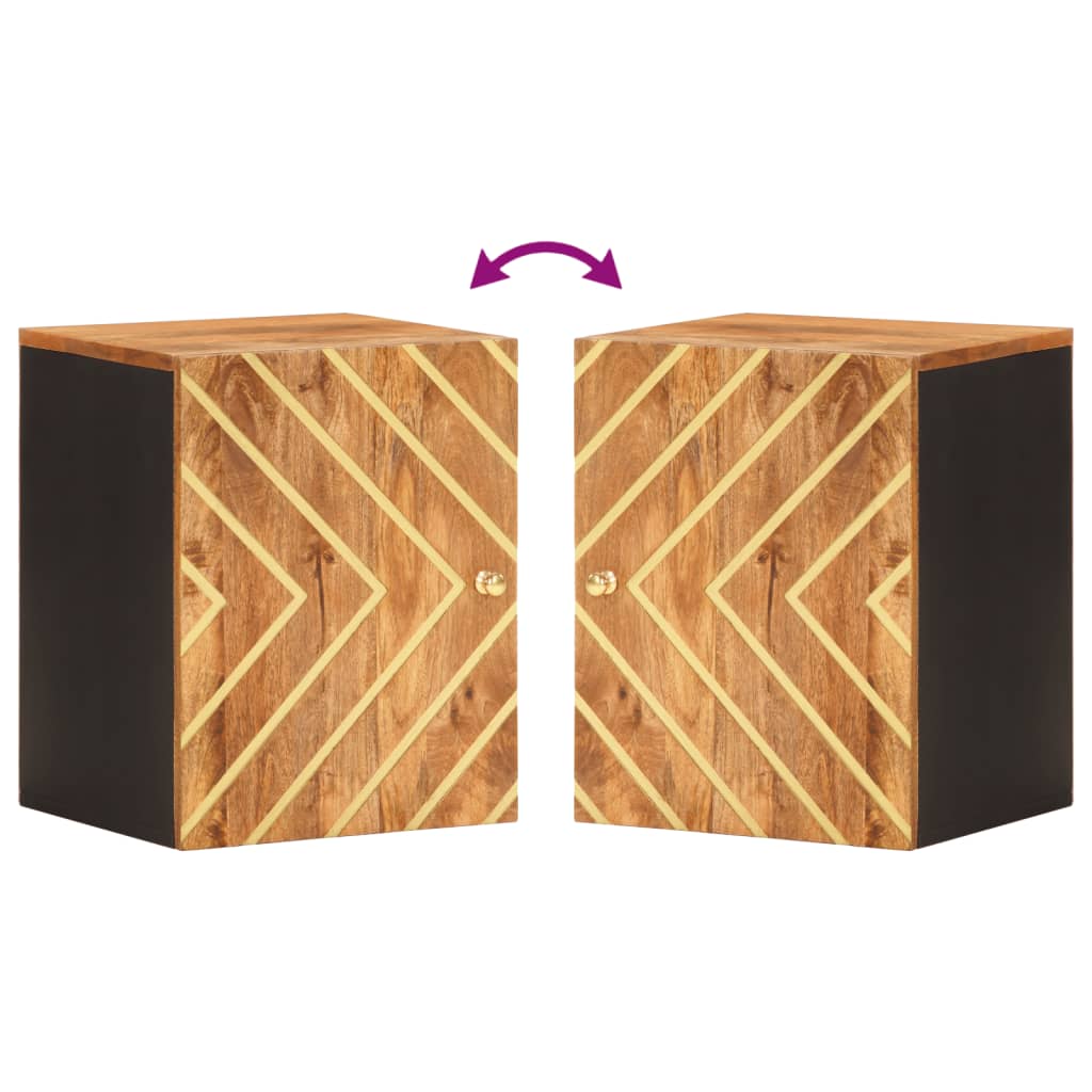 Wand-Badschrank Braun und Schwarz Massivholz Mango