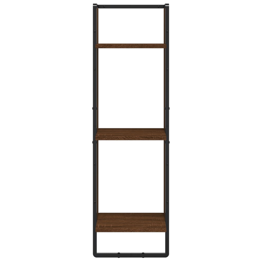 Wandregal 3 Fächer Braun Eichen-Optik 30x25x100cm Holzwerkstoff