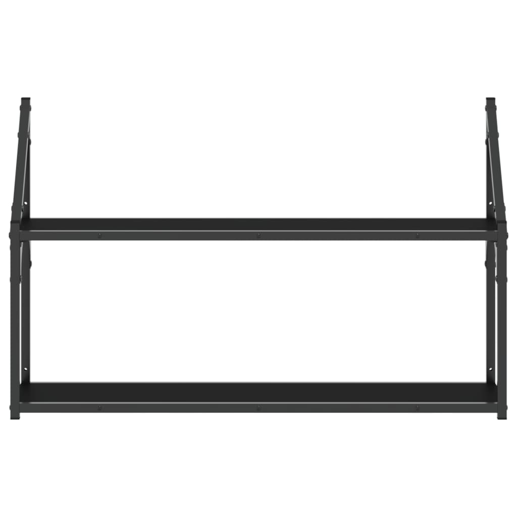 Wandregal 2 Fächer Schwarz 80x21x51 cm Holzwerkstoff