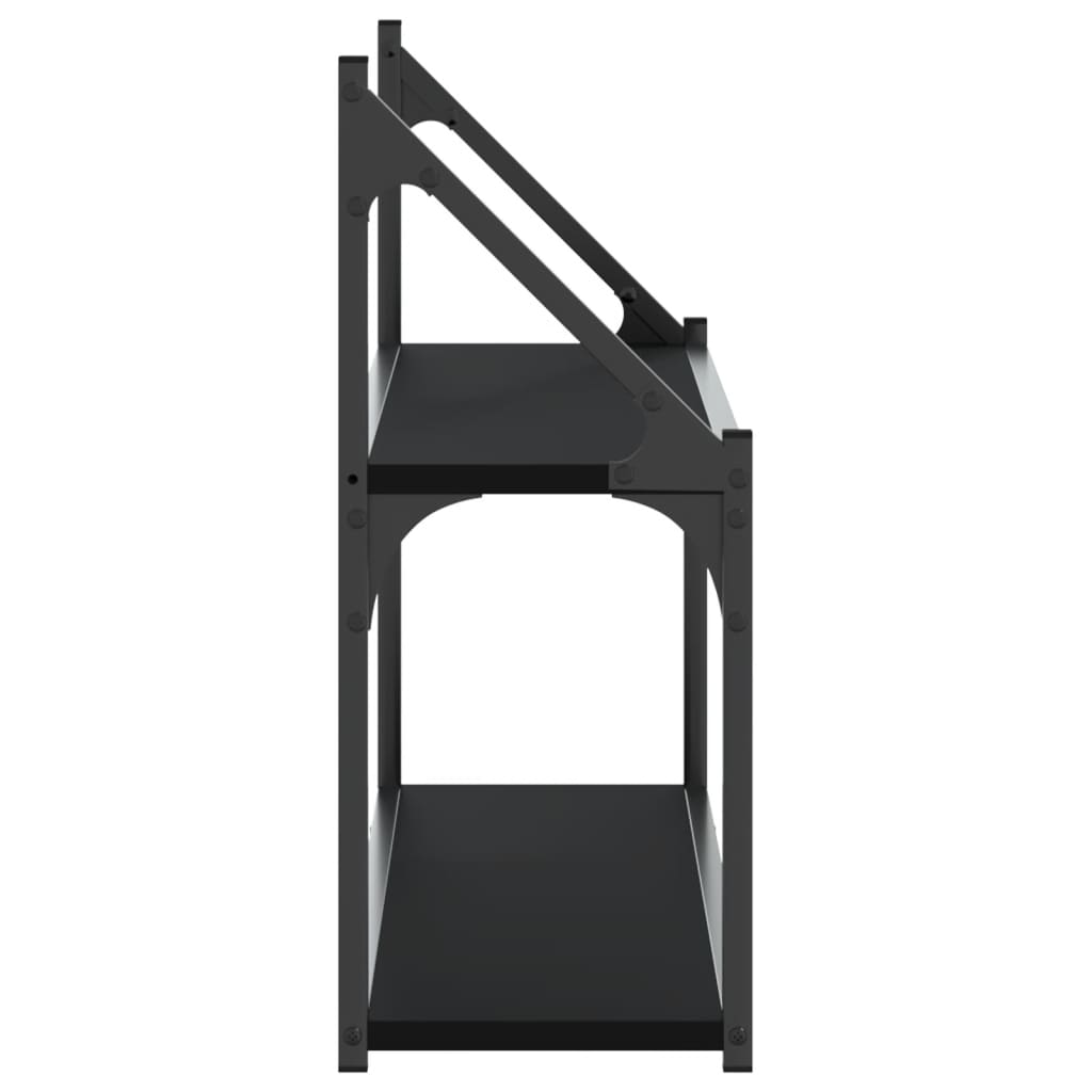 Wandregal 2 Fächer Schwarz 80x21x51 cm Holzwerkstoff