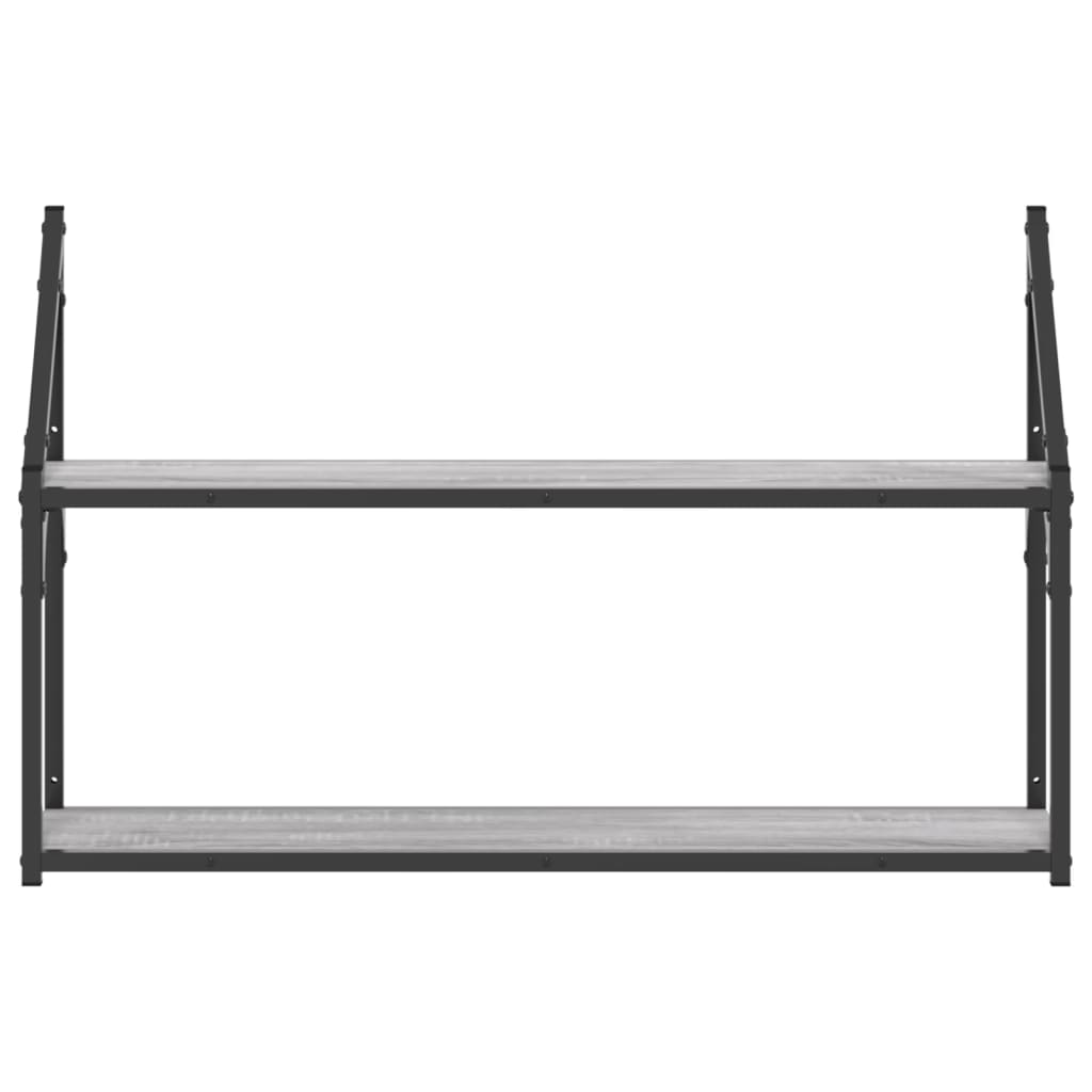 Wandregal 2 Fächer Grau Sonoma 80x21x51 cm Holzwerkstoff