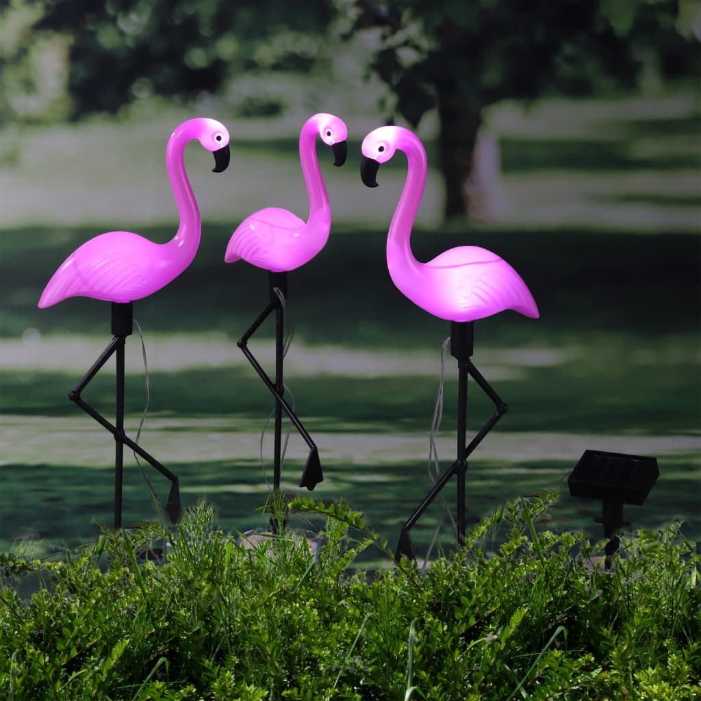 HI Solar LED Gartenleuchten Flamingo 3-tlg.