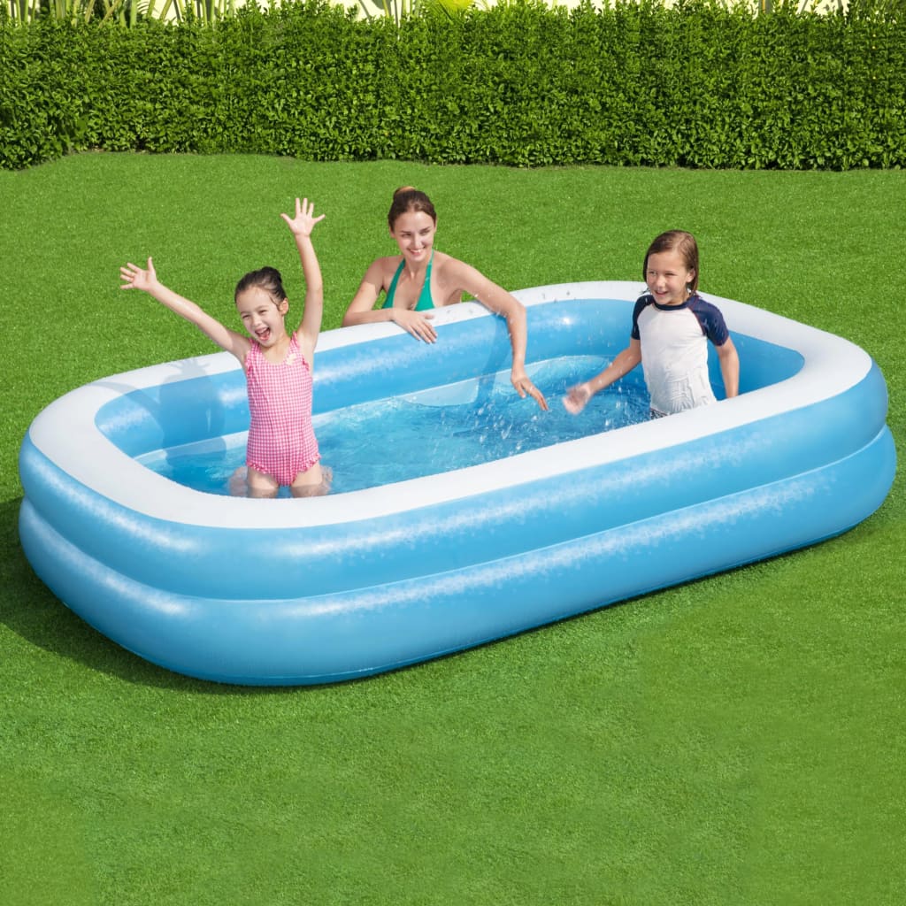 Bestway Aufblasbarer Familienpool Rechteckig 262x175x51 cm Blau Weiß