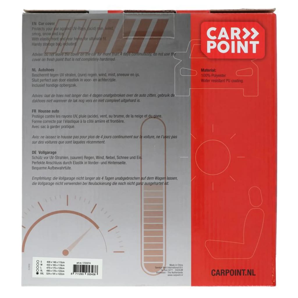 Carpoint Autoabdeckung Polyester XXL 524x191x122cm Blau