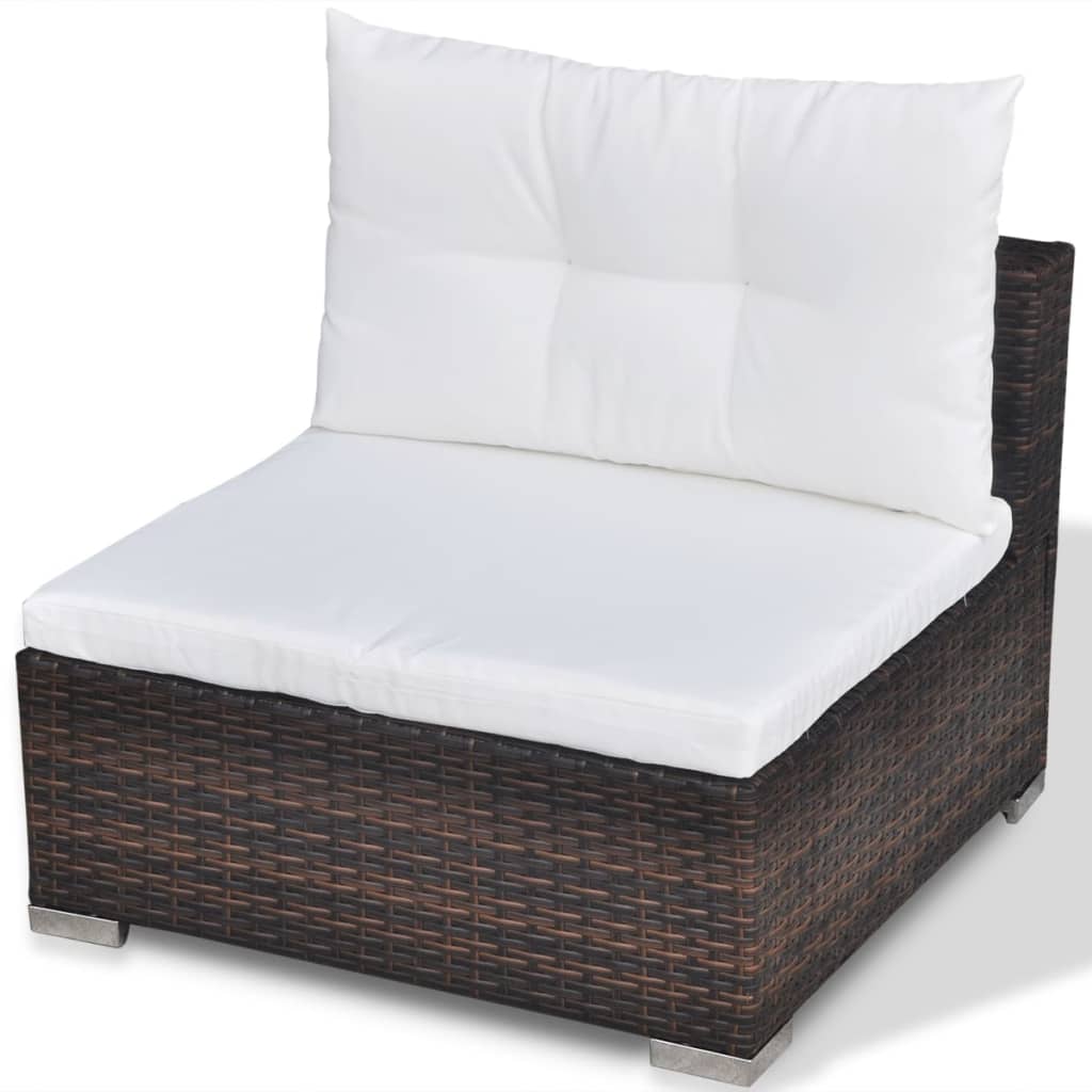 5-tlg. Garten-Lounge-Set mit Kissen Poly Rattan Braun