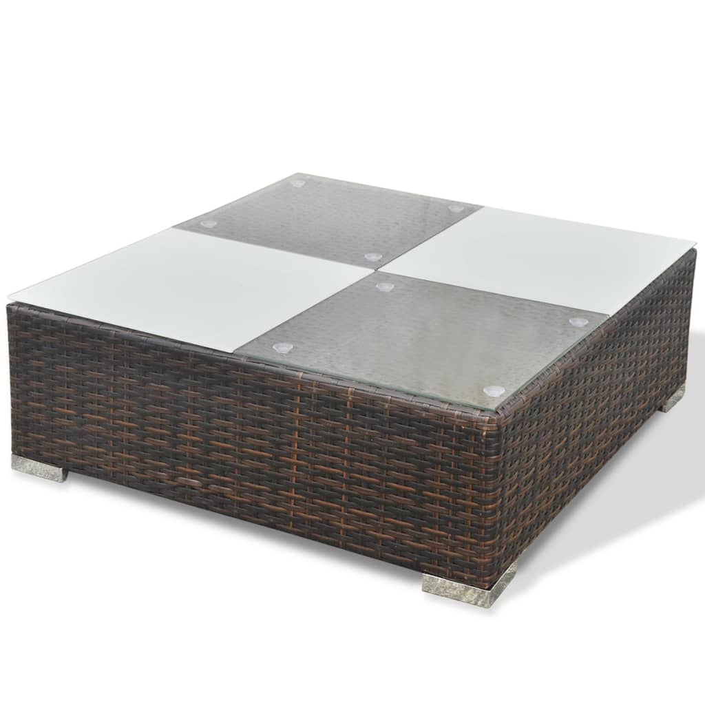 5-tlg. Garten-Lounge-Set mit Kissen Poly Rattan Braun