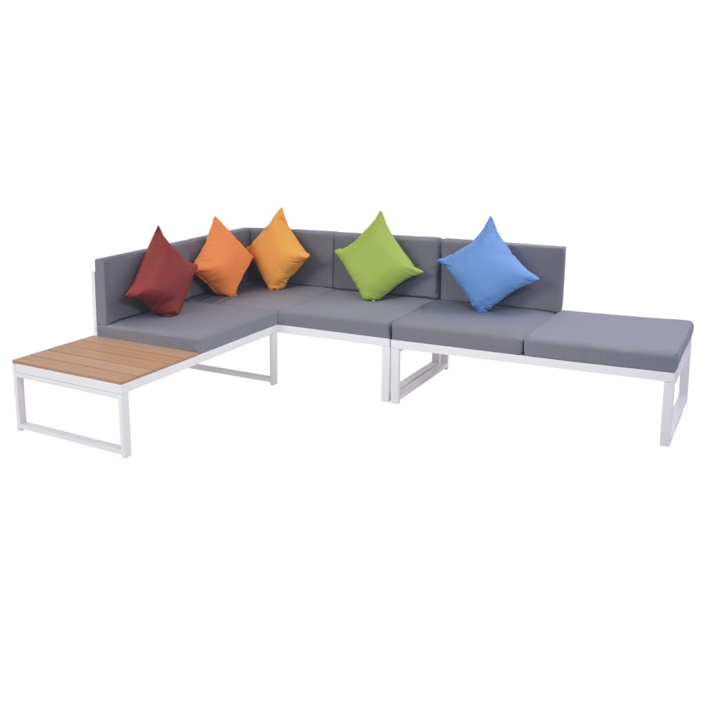 5-tlg. Garten-Lounge-Set mit Auflagen Aluminium und WPC