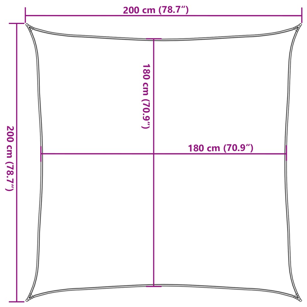 Sonnensegel HDPE Quadratisch 2 x 2 m Anthrazit