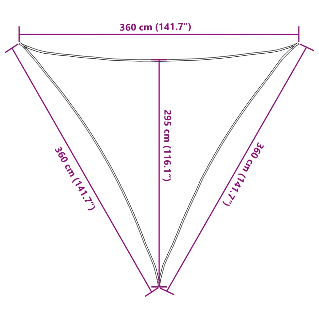 Sonnensegel HDPE Dreieckig 3,6 x 3,6 x 3,6 m Weiß