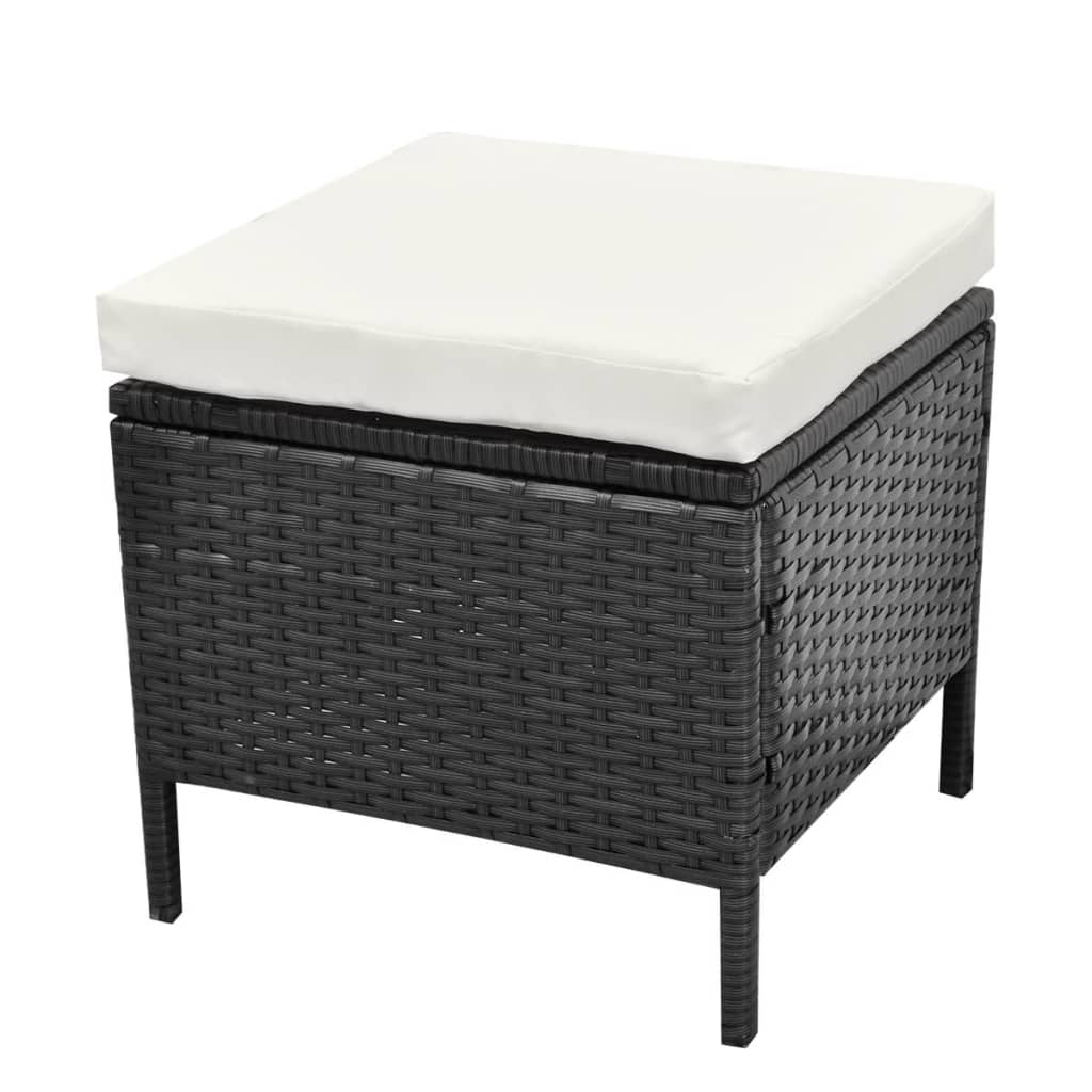 4-tlg. Garten-Lounge-Set mit Auflagen Poly Rattan Schwarz