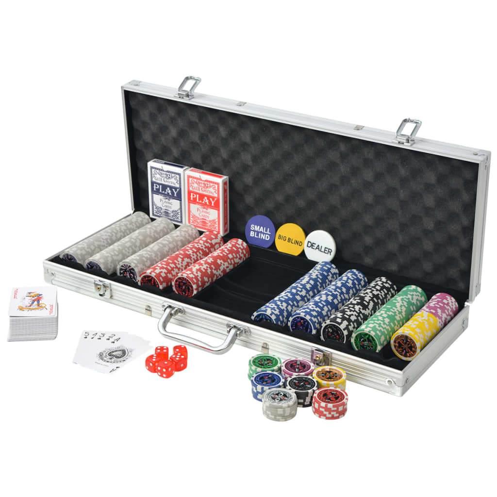 Poker Set mit 500 Laserchips Aluminium