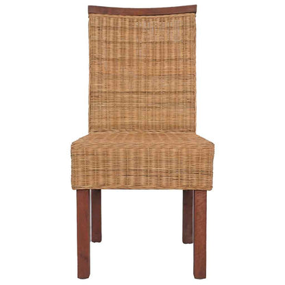 Esszimmerstühle 2 Stk. Braun Natürliches Rattan