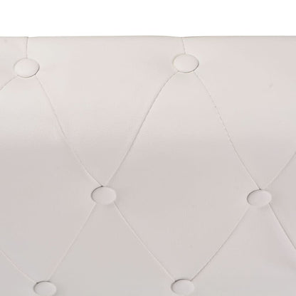 Chesterfield-Ecksofa 6-Sitzer Kunstleder Weiß