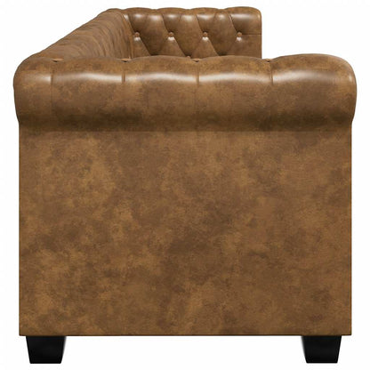Chesterfield-Sofa 3-Sitzer Kunstleder Braun