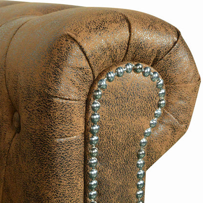 Chesterfield-Sofa 3-Sitzer Kunstleder Braun
