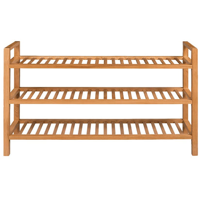 Schuhregal mit 3 Etagen 100x27x60 cm Massivholz Eiche