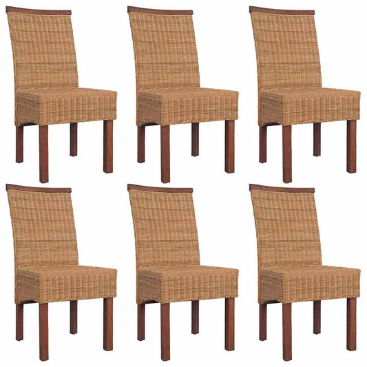 Esszimmerstühle 6 Stk. Natur Rattan Braun
