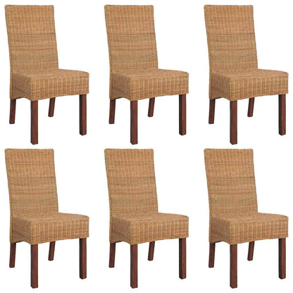 Esszimmerstühle 6 Stk. Natur Rattan Braun