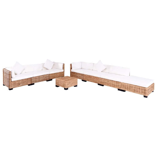 Sofagarnitur 27-tlg. Natürliches Rattan
