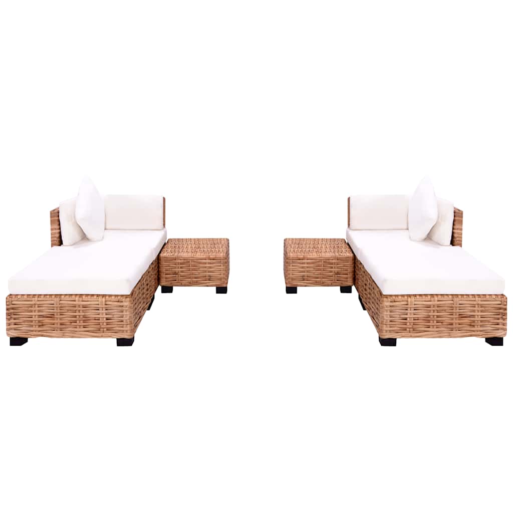 Sofagarnitur 16-tlg. Natürliches Rattan