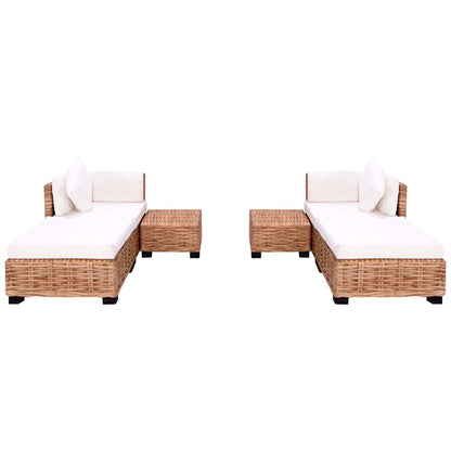 Sofagarnitur 16-tlg. Natürliches Rattan