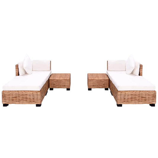 Sofagarnitur 16-tlg. Natürliches Rattan