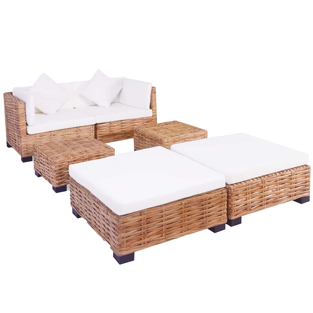 Sofagarnitur 16-tlg. Natürliches Rattan