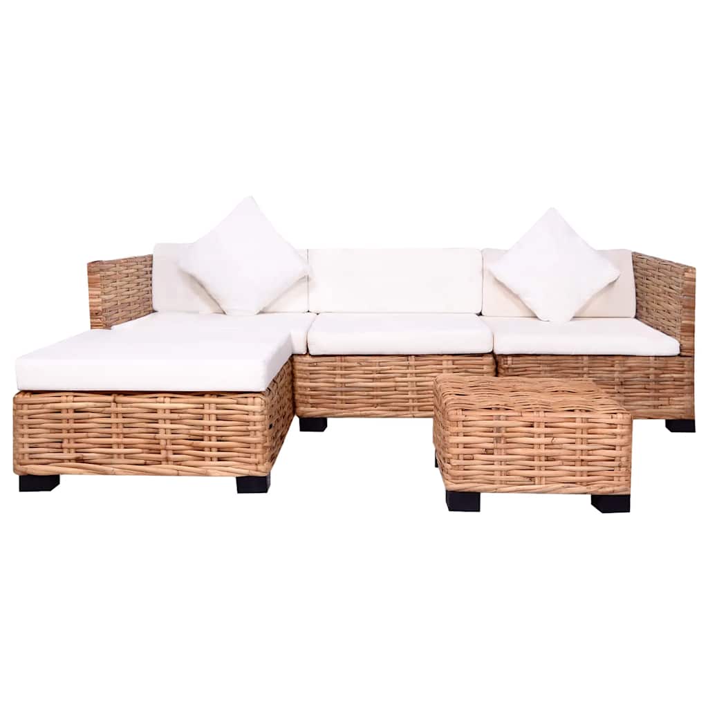 Sofagarnitur 14-tlg. Natürliches Rattan