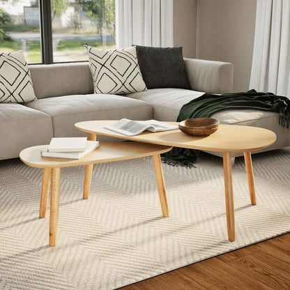 2-tlg. Couchtisch-Set Massivholz Kiefer Braun