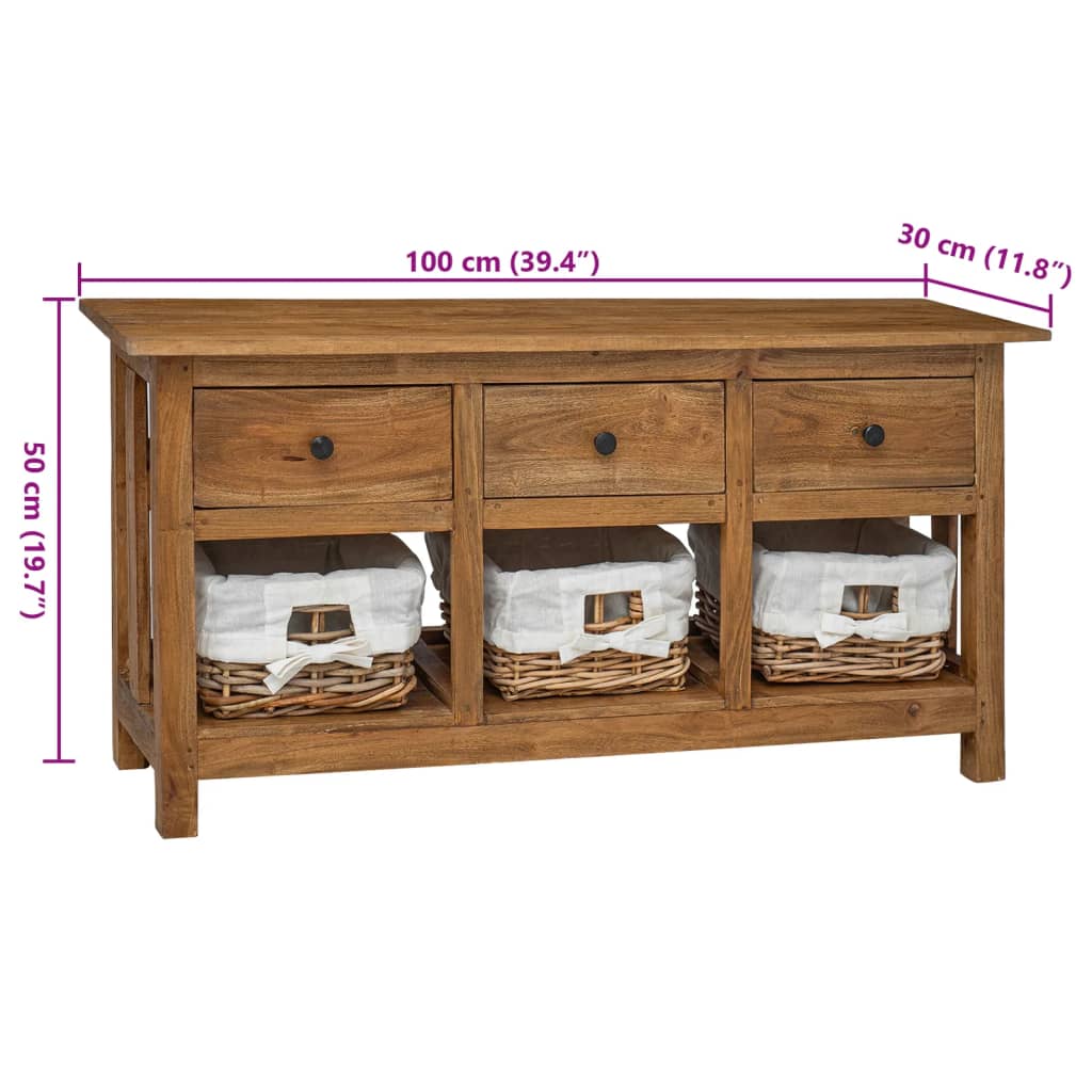 Sideboard Massives Mahagoniholz 100x30x50 cm