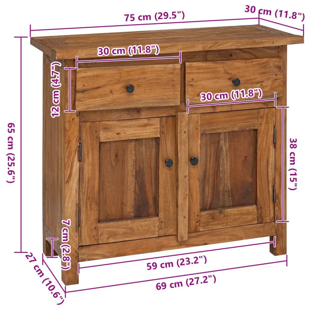 Sideboard Massives Mahagoniholz 75x30x65 cm