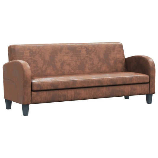 Sofa 3-Sitzer Wildleder-Optik Braun