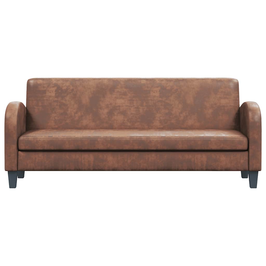 Sofa 3-Sitzer Wildleder-Optik Braun