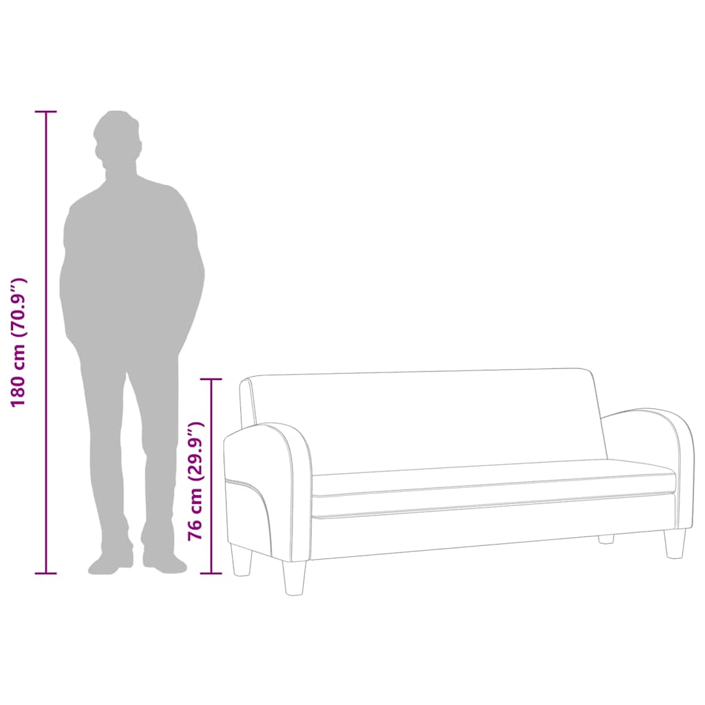 Sofa 3-Sitzer Wildleder-Optik Braun