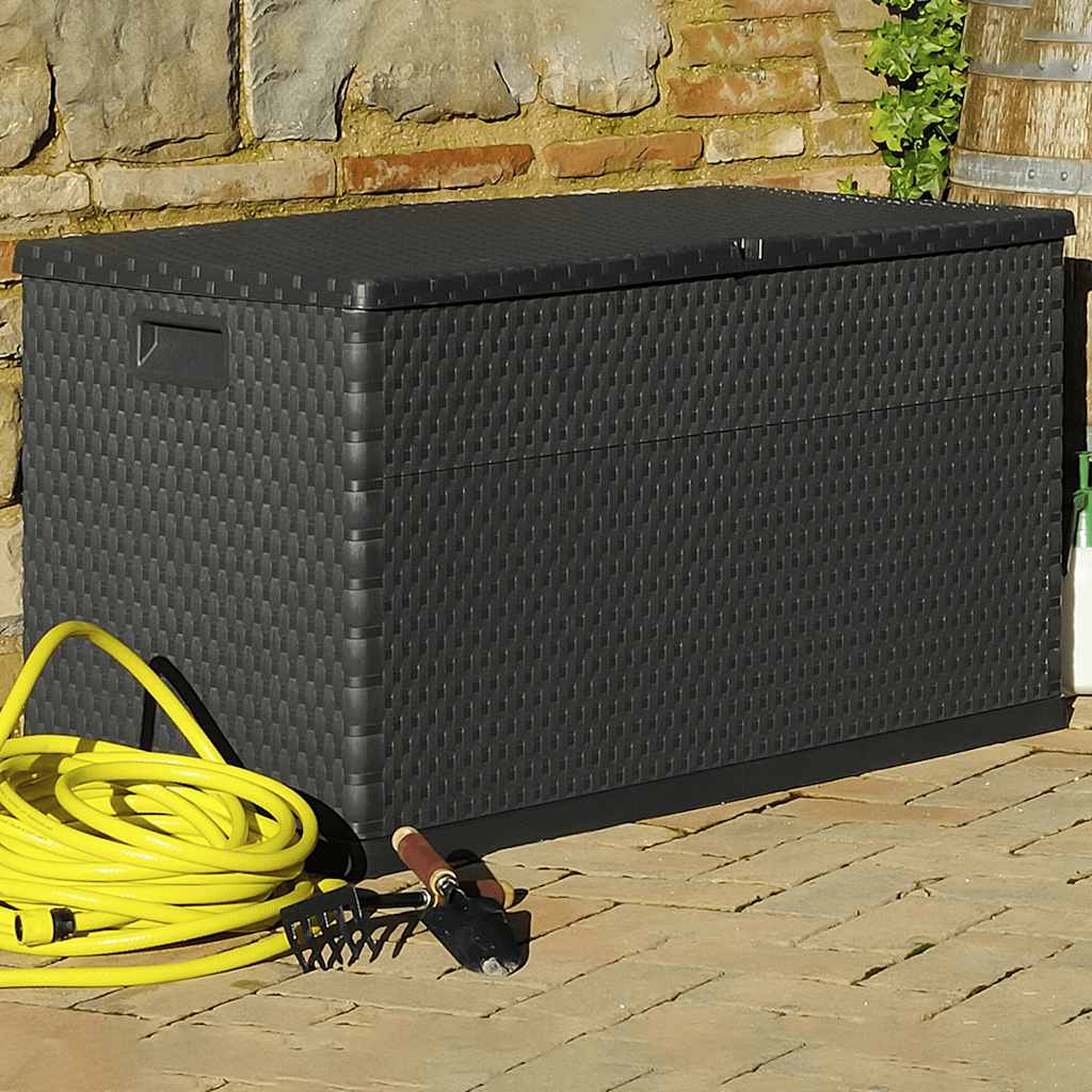 Garten-Aufbewahrungsbox Anthrazit 120x56x63 cm PP Rattan
