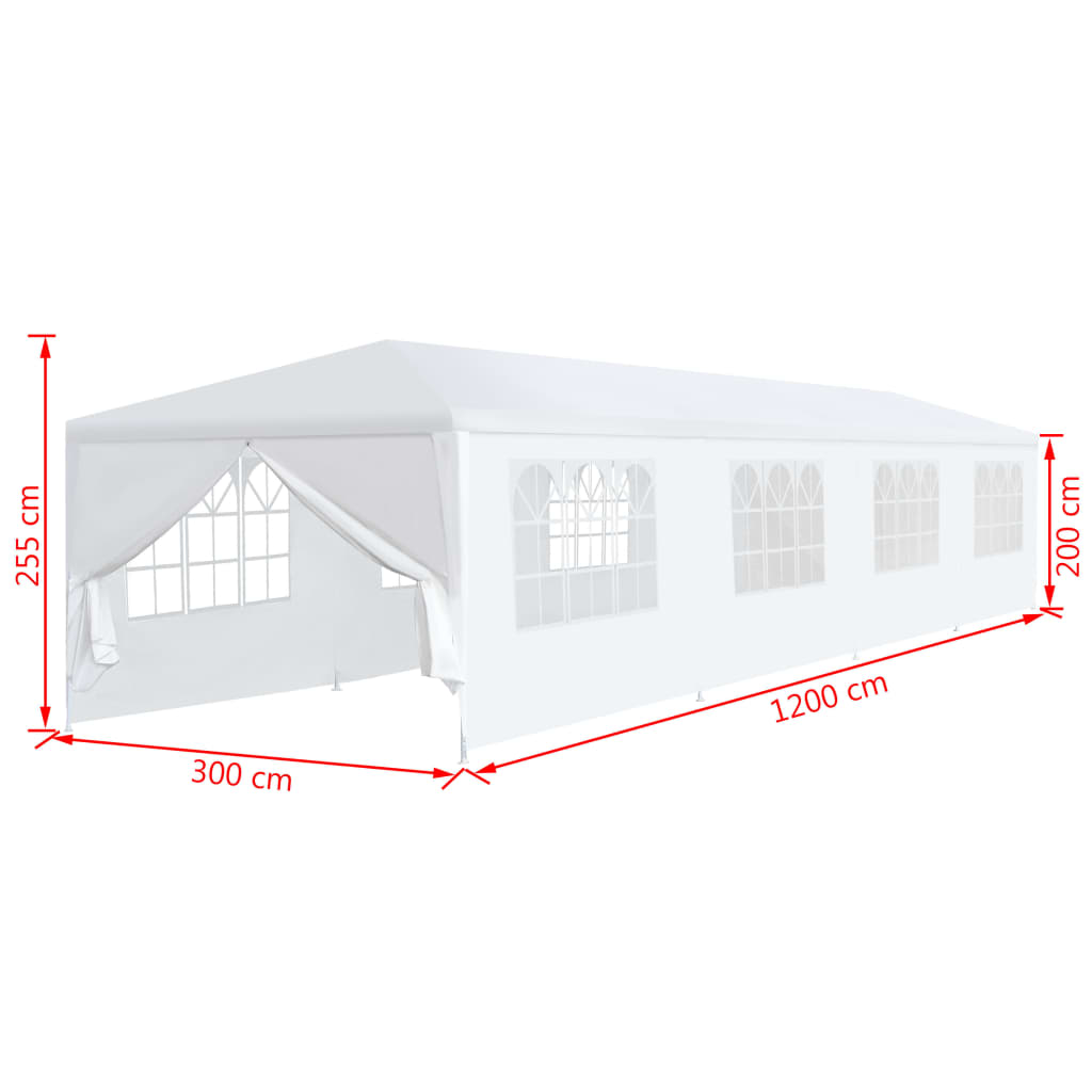 Gartenzelt 3x12 m Weiß