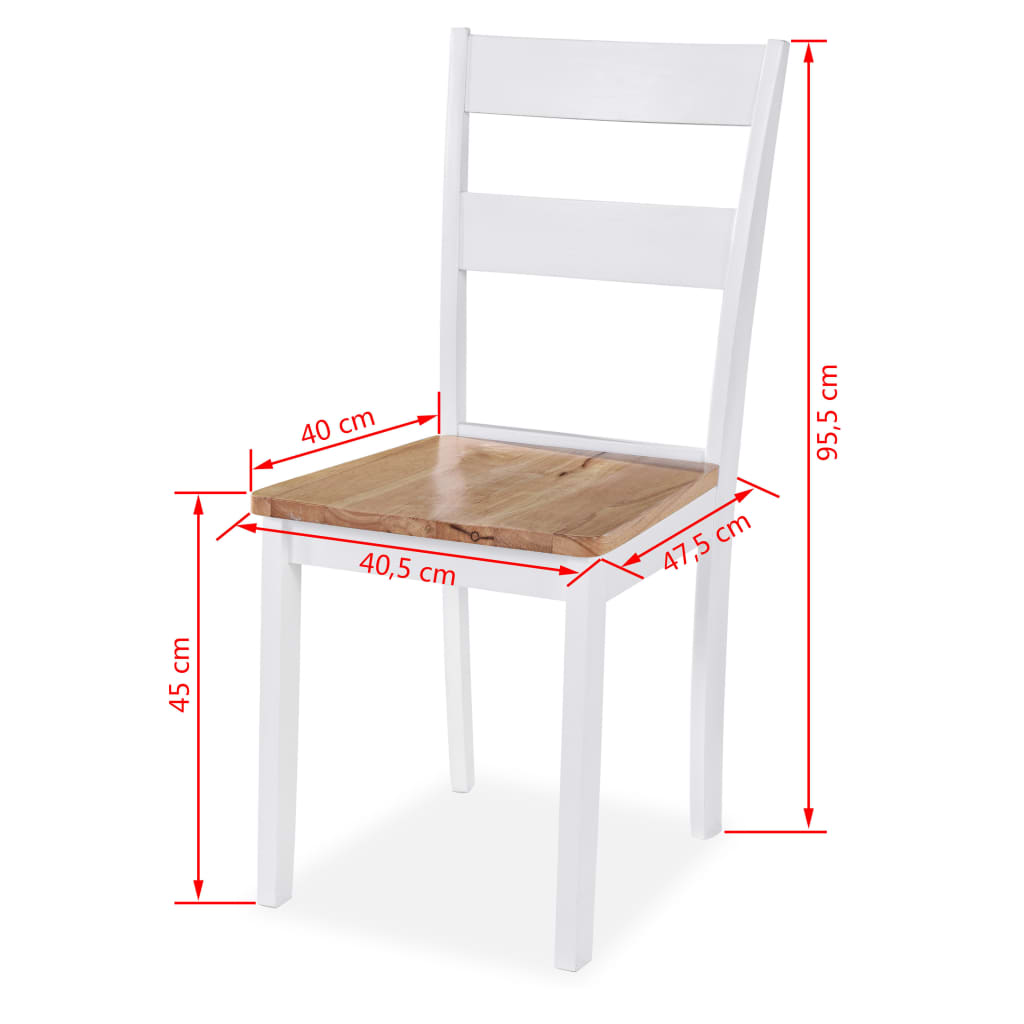 Essgruppe 3-tlg. MDF und Gummibaumholz Weiß