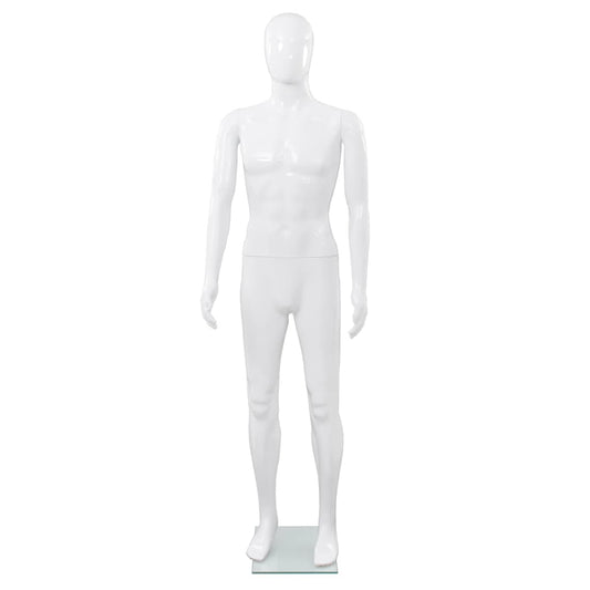 Männliche Schaufensterpuppe mit Glassockel Weiß 185 cm