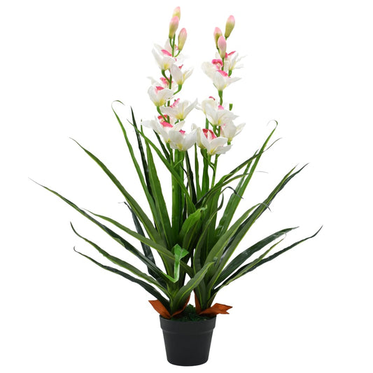 Künstliche Cymbidium Orchideenpflanze mit Topf 100 cm Grün