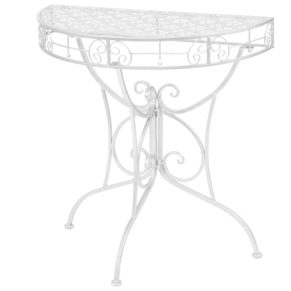 Beistelltisch Vintage-Stil Halbrund Metall 72x36x74 cm Silber